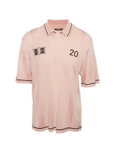 Pre-owned Jacquemus Embroidered Knit Collar T-shirt In Pink