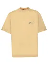 Jacquemus Yellow T-shirt With Logo On The Front And Print On The Back In Neutrals