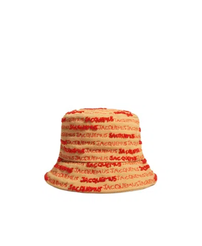 Jacquemus Embroidered-logo Bucket Hat In Brown