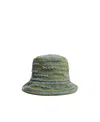 Jacquemus Khaki & Blue Le Raphia 'le Bob Bordado' Bucket Hat In Green