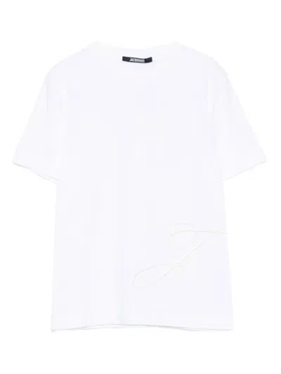 Jacquemus Embroidered-logo Short-sleeved T-shirt In White