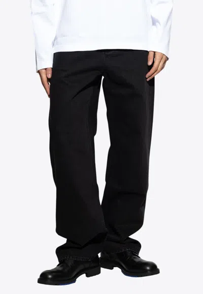 Jacquemus Embroidered Logo Straight-leg Jeans In Black