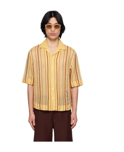 Jacquemus Embroidered-logo Striped Shirt In Nude