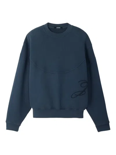 Jacquemus Embroidered-logo Sweatshirt In Blue