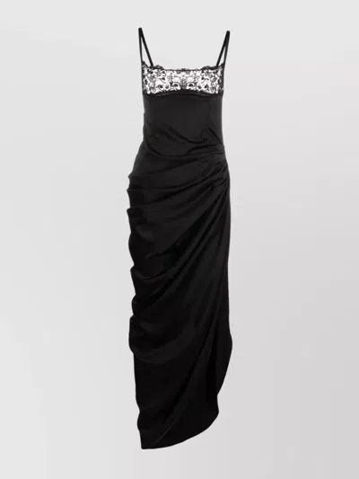 JACQUEMUS EMBROIDERED LONG DRAPED FLORAL DRESS