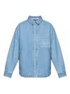 Jacquemus Embroidered Pocket Denim Shirt In Blue