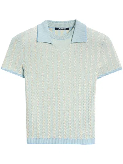 Jacquemus Embroidered Polo Top In Blue