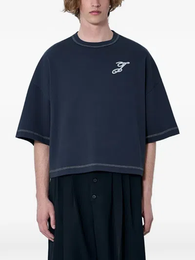 Jacquemus Embroidered Short-sleeve T-shirt In Blue