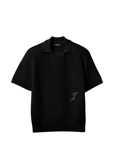 Jacquemus Embroidery Polo Shirt In Black