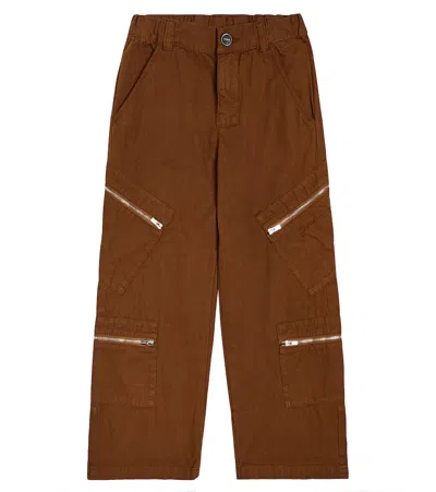 Jacquemus Enfant Kids' Le Cargo Marrone Cotton Cargo Pants In Brown