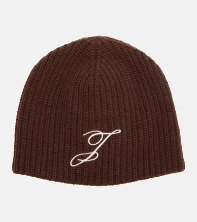 Jacquemus Espiral Logo Wool Beanie In Brown
