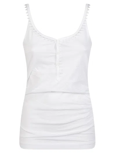 Jacquemus Essential Cotton Tank Top With Front Buttons In White