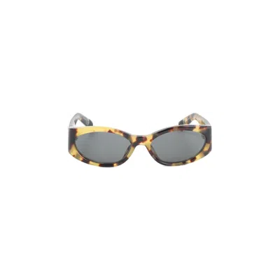 Jacquemus Eyewear T Shell Matt Brown Acetate Ovalo Sunglasses In Gray