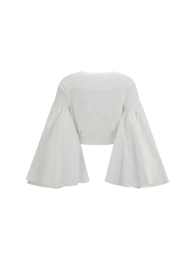 Jacquemus Fan-sleeved Cotton Poplin Wrap Top In Yellow