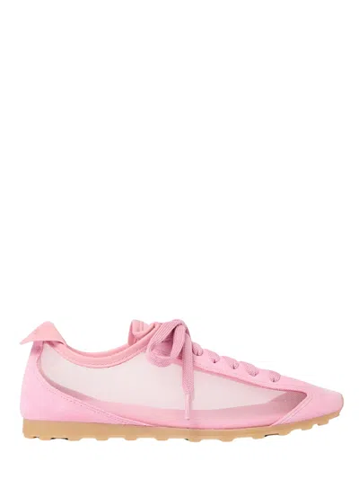 Jacquemus Les Tennis Suede And Leather Trimmed Mesh Sneakers In Pink