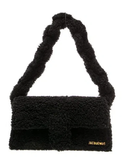 Pre-owned Jacquemus Faux Fur Shoulder Bag In Black