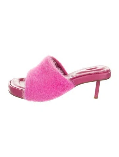 Pre-owned Jacquemus Faux Fur Slides In Pink