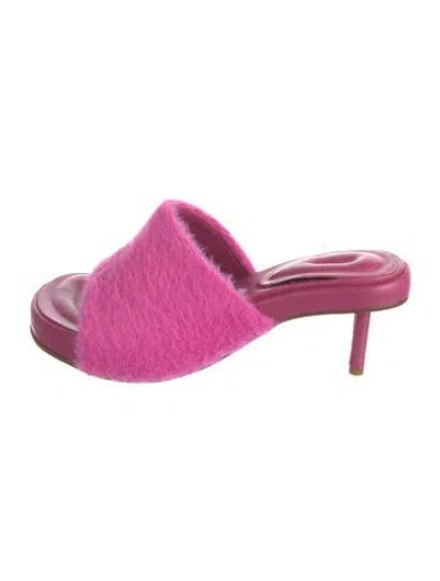 Pre-owned Jacquemus Faux Fur Slides In Pink