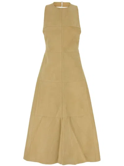 Jacquemus Favola Midi Panel Sleeveless Dress In Beige