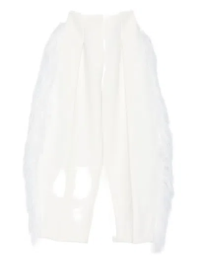 Jacquemus Feather-trim Trousers In White