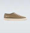 Jacquemus Cotton Low-top Sneakers With Embroidered Logo In Brown