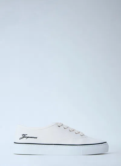 Jacquemus Les Fefe Logo-embroidered Canvas Sneakers In White