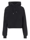 Jacquemus Le Grosgrain Logo Cotton Fleece Crop Hoodie In Black