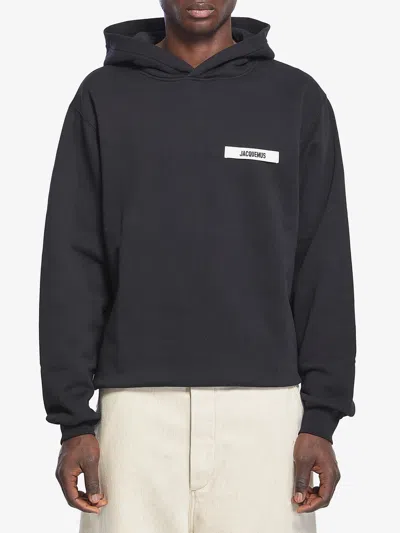 Jacquemus Cotton Fabric Hoodie With Long Sleeves In Black