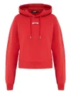 Jacquemus Cropped Hooded Drawstring Top In Red