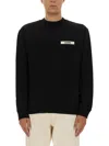 Jacquemus Mens Black Grosgrain-logo Long-sleeve Cotton T-shirt In Black