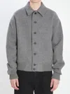 Jacquemus Mens Grey Feltro Pointed-collar Wool Bomber Jacket