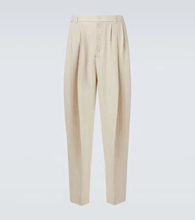 Jacquemus Fernando Cotton And Linen Wide-leg Pants In Neutral