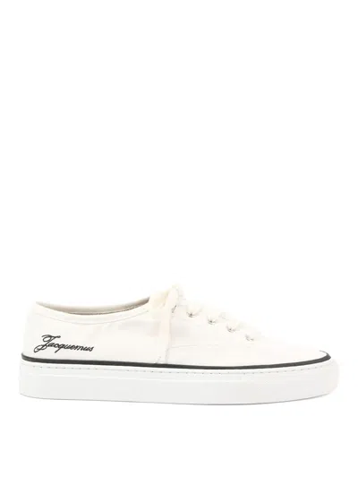 Jacquemus Ff White Cotton Skate Sneakers In Multi