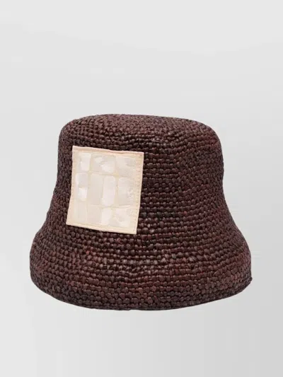 Jacquemus Ficiu Bucket Shape Patch Detail Hat In Brown