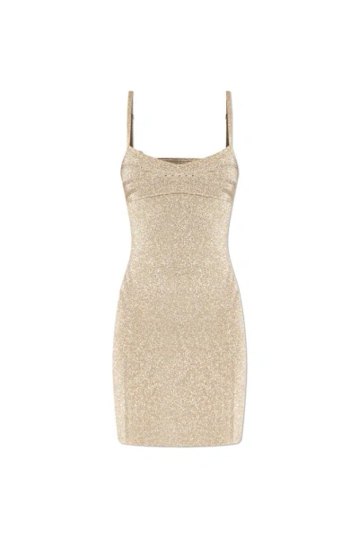 Jacquemus Fiesta Glitter Dress In Gold