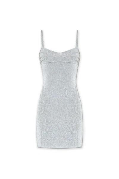 Jacquemus Fiesta Glitter Dress In Silver