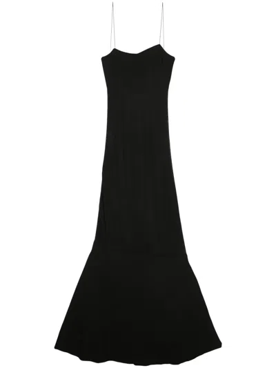 Jacquemus Fine-knit Maxi Dress In Black