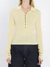 Jacquemus Merino Wool Blend Fitted Knit Top In Yellow
