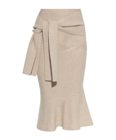Jacquemus Fiocco Knitted Midi Skirt In Neutral