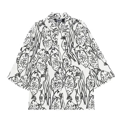 Pre-owned Jacquemus Fish Print Boxy Shirt 'black/white' | Men's Size 54