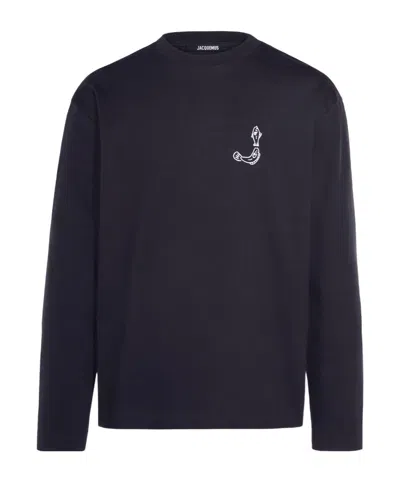 Jacquemus Fisherman Embroidered Long-sleeve T-shirt In Black
