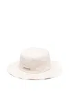 Jacquemus Bob With Fringed Hem And Wide Brim In White