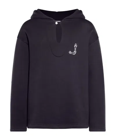 Jacquemus Fisherman Logo Hoodie In Black