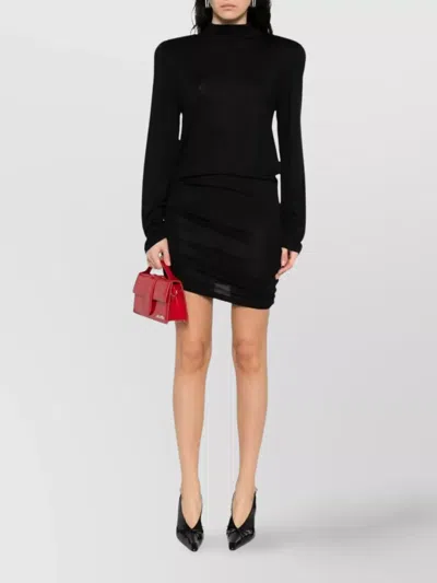 Jacquemus Fitted Asymmetric Turtleneck Dress In Black