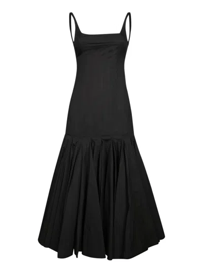 Jacquemus Fitted Black Dress With Pleated Skirt