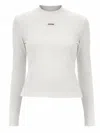 Jacquemus Fitted Cropped Rectangular Label Long-sleeve T-shirt In White