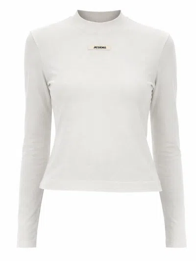 JACQUEMUS FITTED CROPPED RECTANGULAR LABEL LONG-SLEEVE T-SHIRT