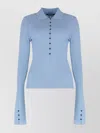 Jacquemus Fitted Long Sleeve Knit Shirt In Blue