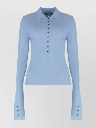 Jacquemus Fitted Long Sleeve Knit Shirt In Blue