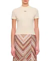 Jacquemus Fitted Round Neck T-shirt With Logo Label In Beige In Gray